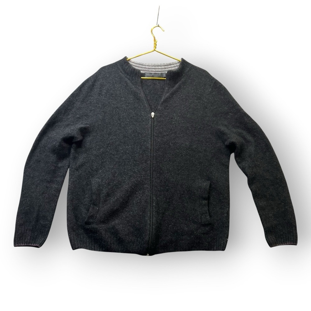 Merinomink New Zealand Possum Merino Silk Zip Cardigan Sweater Mens L